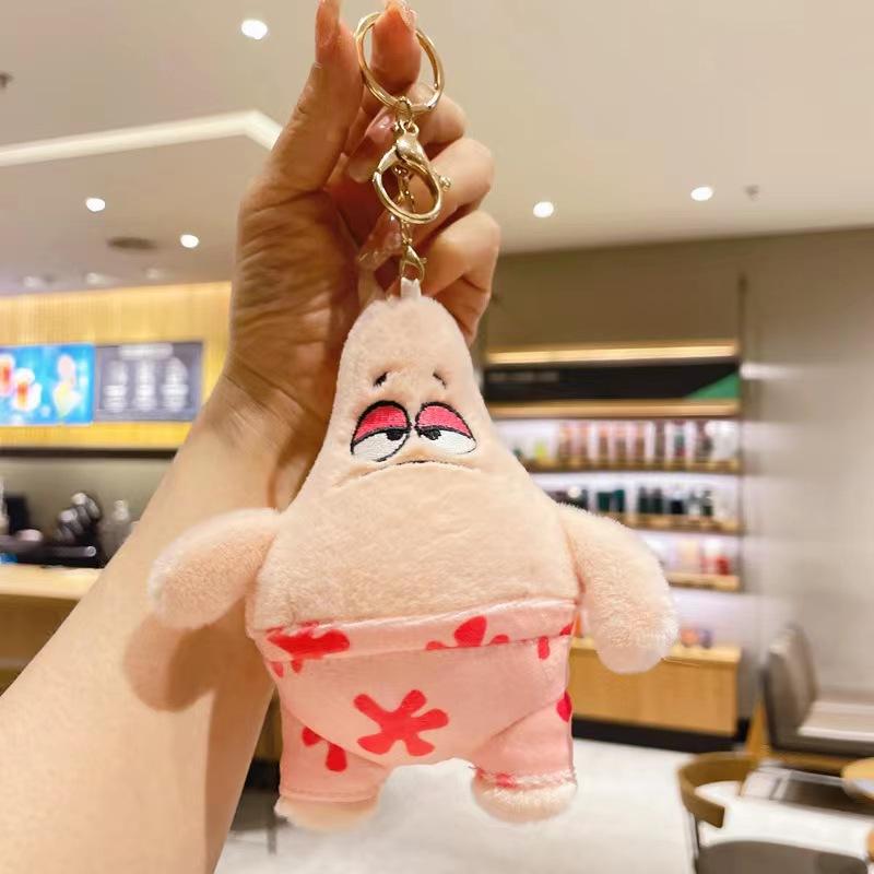 15cm Cute Pink Starfish Plush Keychain Soft Cotton Stuffed Toy Backpack Pendant Car Keyring Gift for Couples