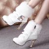 Fur Women Boots Female Thick with High Heel Fur Rhinestone Women's Boots Snow Boots Lady High Heels