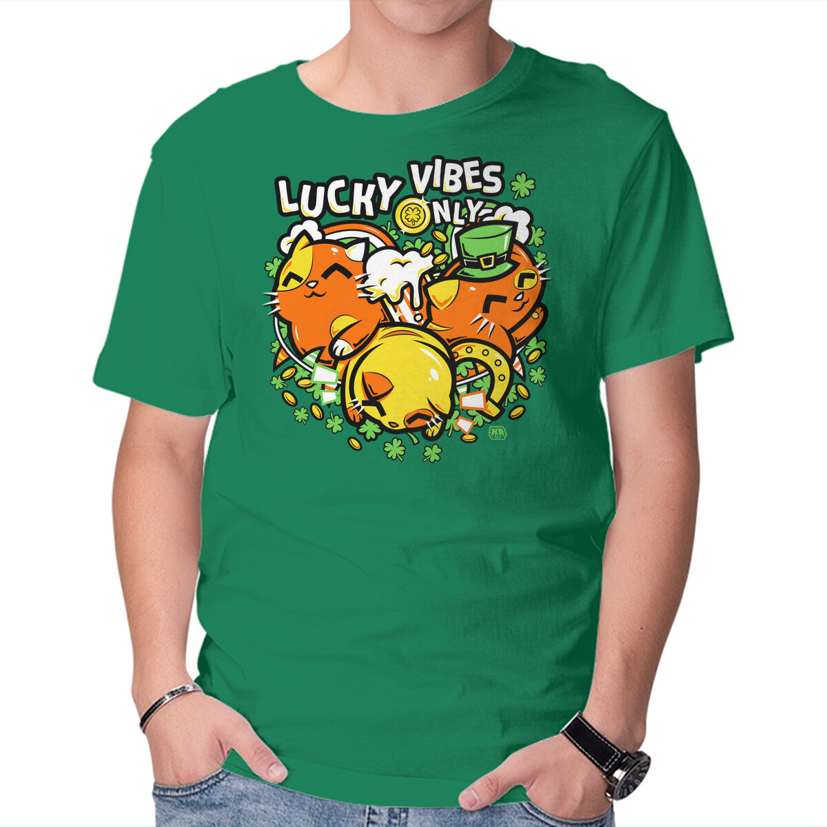 Unisex Crew Neck T-Shirt Lucky Vibes Only Graphic Short Sleeve Casual Tee XS