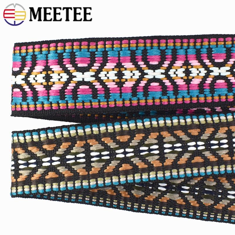 2/5/10Yards Meetee 30mm Polyester Webbing Ethnic Jacquard Ribbon Band Clothing Bags Decor Belt Fabric DIY Sewing Accessories