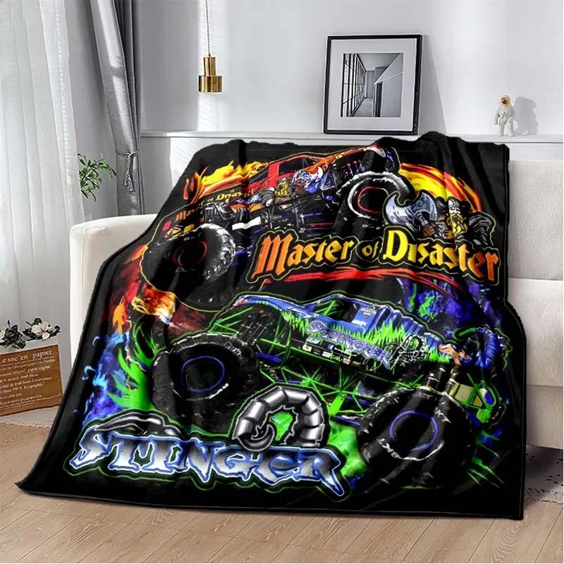 3D Monster Jam Monster Truck Cartoon Flannel Soft Throw Blanket Boys Bedroom Sofa Bed Warm Throw Blanket Picnic