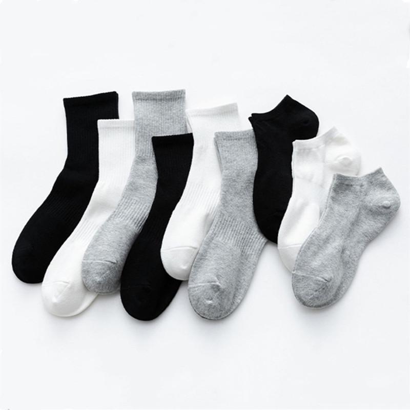 Popular Women 3 Length Crew Ankle Short Cheap Socks White Black Grey Solid Color Daily Work Socks
