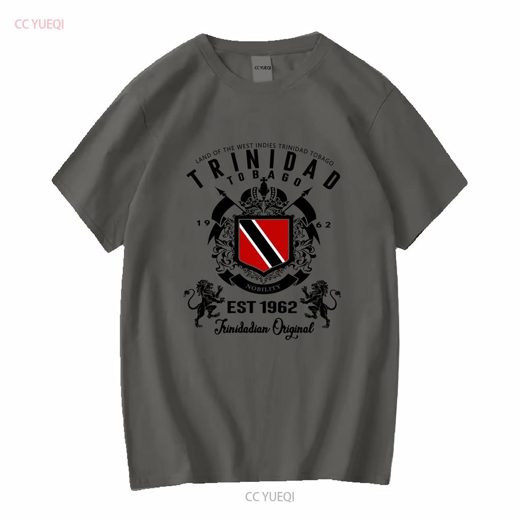 Trinidad T-Shirt und Tobago Flagge TNT Karneval Soca Inselwappen T-Shirt lang- oder kurzärmlig Vintage Gewaschen Gestreckt Vielseitig