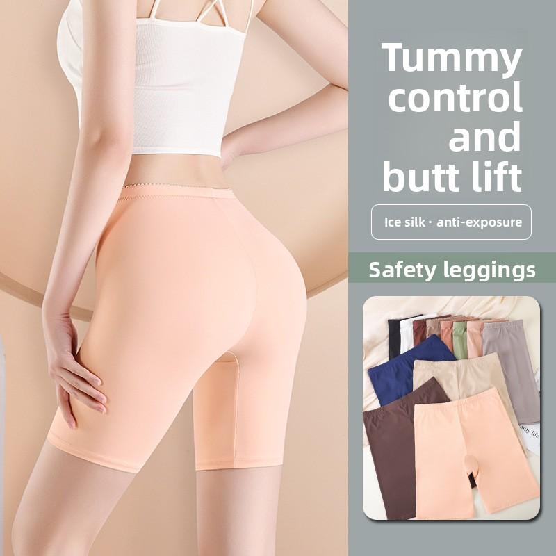 Plus Size Women's Summer Ice Silk Breathable Traceless Anti Slip High Waist Quarter Leggings