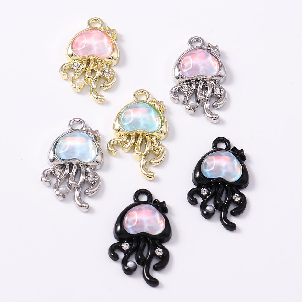 5 Stück Süße Kristall Zirkonia Quallen Anhänger für Schmuckherstellung Halskette Ohrringe Armband DIY Handgemachter Schmuck