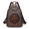 Women's Vintage Embossed PU Leather Backpack, Convertible 3-Way Casual Daypack, Lightweight Commuter Travel Backpack Purse