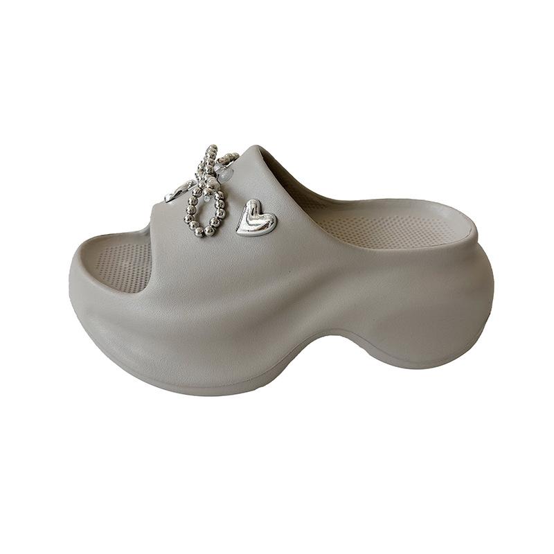 Versatile Height Increase In Summer 2025 One-word Drag Women Wear Thick-bottomed New Star Beach Drag Casual Non-slip Muffin