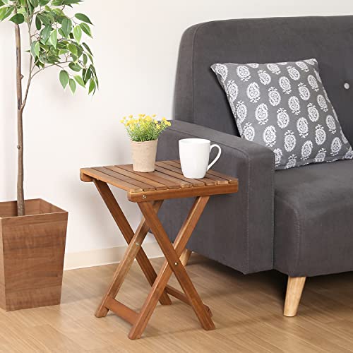 Fuji Boeki Side Table, Garden Table, 35cm Wide x 35cm Deep x 44cm High, Natural Wood, Outdoor, Foldable, 79499