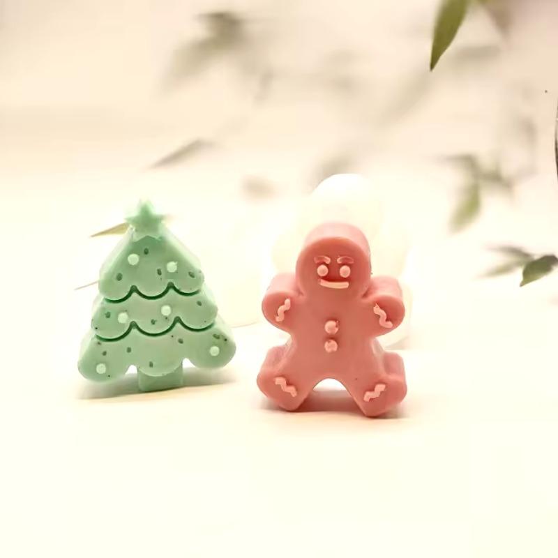 Christmas Silicone Candle Molds Elk Tree Snowflake Gingerbread Man for DIY Festive Candles Non-Stick Holiday Decoration Supplies