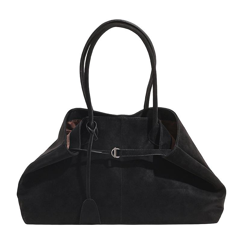

Retro suede underarm bag women s new fashion and high sense simple tote bag large capacity commuter bag чёрный