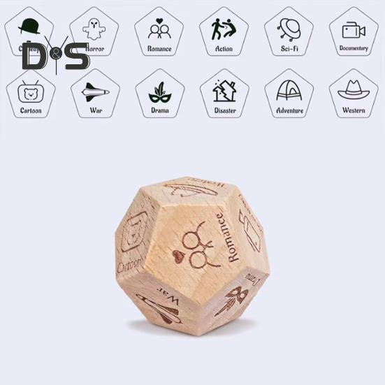 12 Sides Food Decision Dice Wooden Couple Date Night Ideas Dice Portable Dinner Takeaway Decider Dice Adults Girlfriend Boyfriend Date Night Props