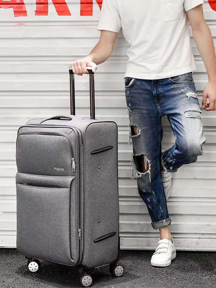 Oxford Cloth Suitcase with Universal Wheels, 24-28 Inch Canvas Trolley for Men