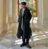 Men's Mid-Length Korean Style Wool Trench Coat - Autumn/Winter, Thickened, Over-the-Knee, Loose Fit