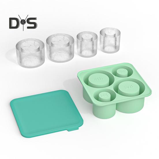 Silicone Ice Cube Tray for 20-40 Oz Tumbler Hollow Cylinder Design Ice Mold with Lid BPA-Free Reusable Ice Cube Maker for Cup H2.0