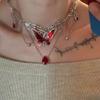 Multi Layer Chain Necklace Jewelry With Enameled Butterfly And Delicate Tassels Adjustable Length Neckchain Accessory