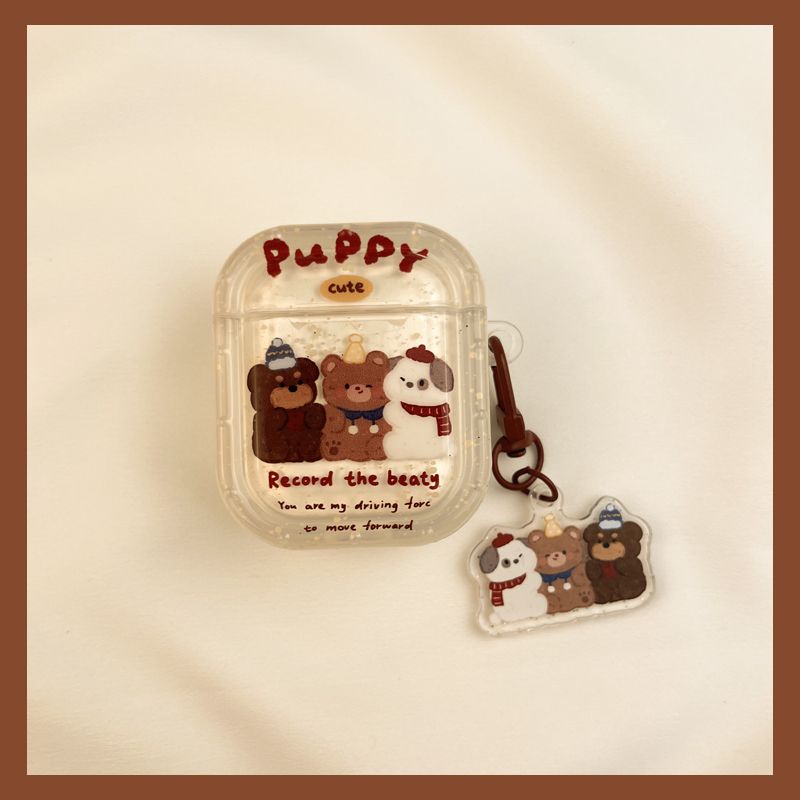 

AirPods Apple Earphone Case Wireless Bluetooth Cartoon AirPods Pro2 [A row of three Bear + ornaments]]
