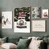 Wall Art Canvas Painting Christmas Gift Green House Deer Squirrel Nordic Posters And Prints Wall Pictures For Living Room Decor