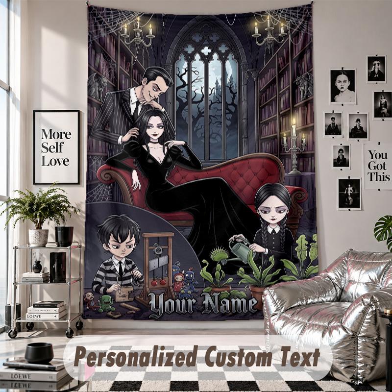 Custom Tapestry Wall Hanging, The Addams Family Personalized Name Text Home Wall Decor