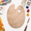 Art Studio Equipment Wooden Paint Palette, Square Oval Shaped Artist Painting Tray with Premium Mixing Palette Thumb Hole for Acrylic Watercolor
