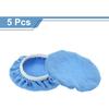 HARFINGTON 5pcs Car Polisher Bonnet Buffing Pad Micro-fiber Polishing Buffing Pad Cover for 9"-10" Car Buffer Bonnets Polisher, Light Blue