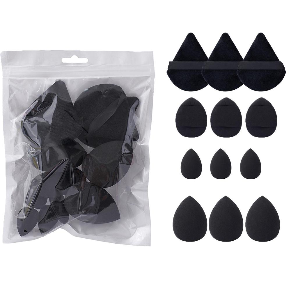 12-Piece Solid Color Makeup Sponge Set: Puff, Thumb Puff & Mini Puff