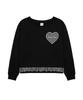 Awoseiawo One Shoulder Check Applique Frill Sweatshirt Black