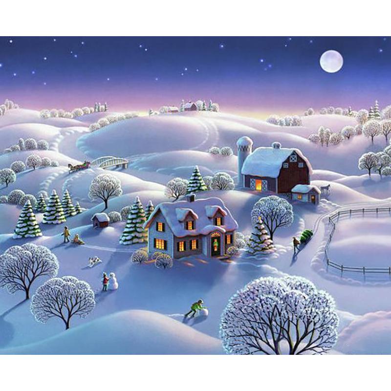 DIY Snow Scenery 5D Diamond Painting Full Round Drill Landscape Diamond Embroidery Cross Stitch Kit Wall Art Home Decor Gift