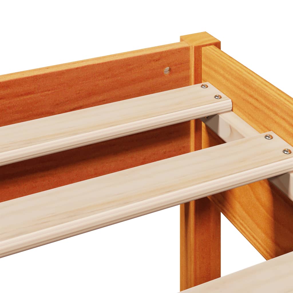 Solid Wood Bed Frame without Mattress Wax Brown 140 x 190 cm Pine Wood