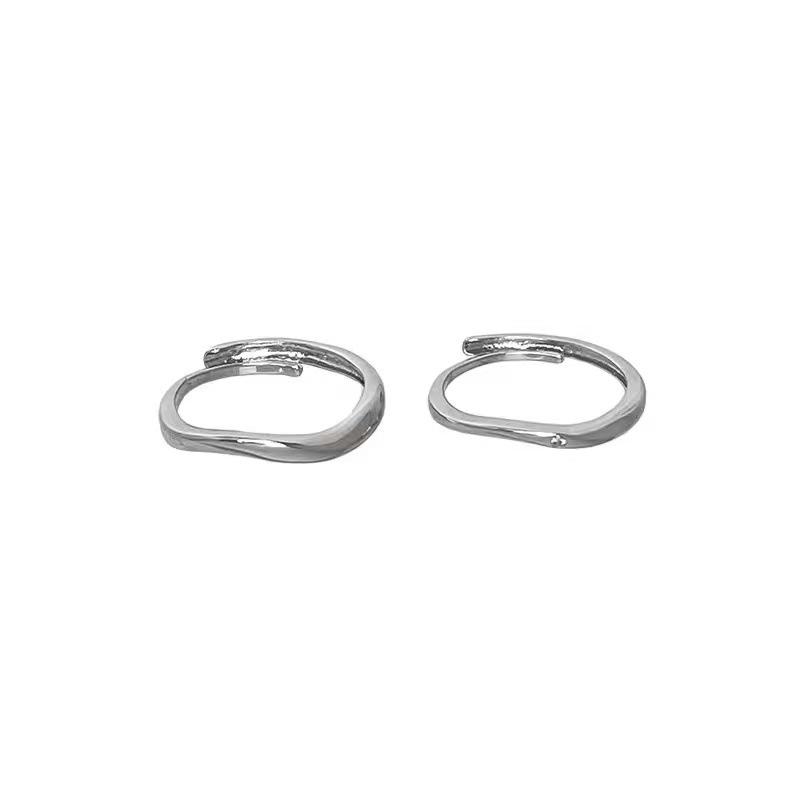 Geometric Square Open Ring Set: Women's Cold Style Adjustable Index Finger Ring with a Neutral, Plain Band Design.