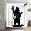 Funny Cat Shower Curtain, Cool Cat Dinosaur Japanese Ocean Wave Decor Fabric Bathroom Curtains, Kids Rustic Wooden Bath Curtain