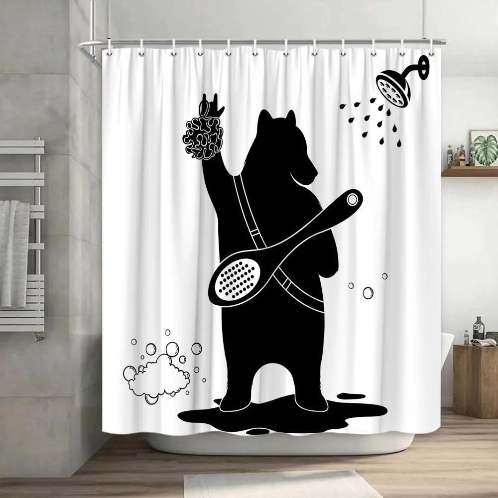 Funny Cat Shower Curtain, Cool Cat Dinosaur Japanese Ocean Wave Decor Fabric Bathroom Curtains, Kids Rustic Wooden Bath Curtain