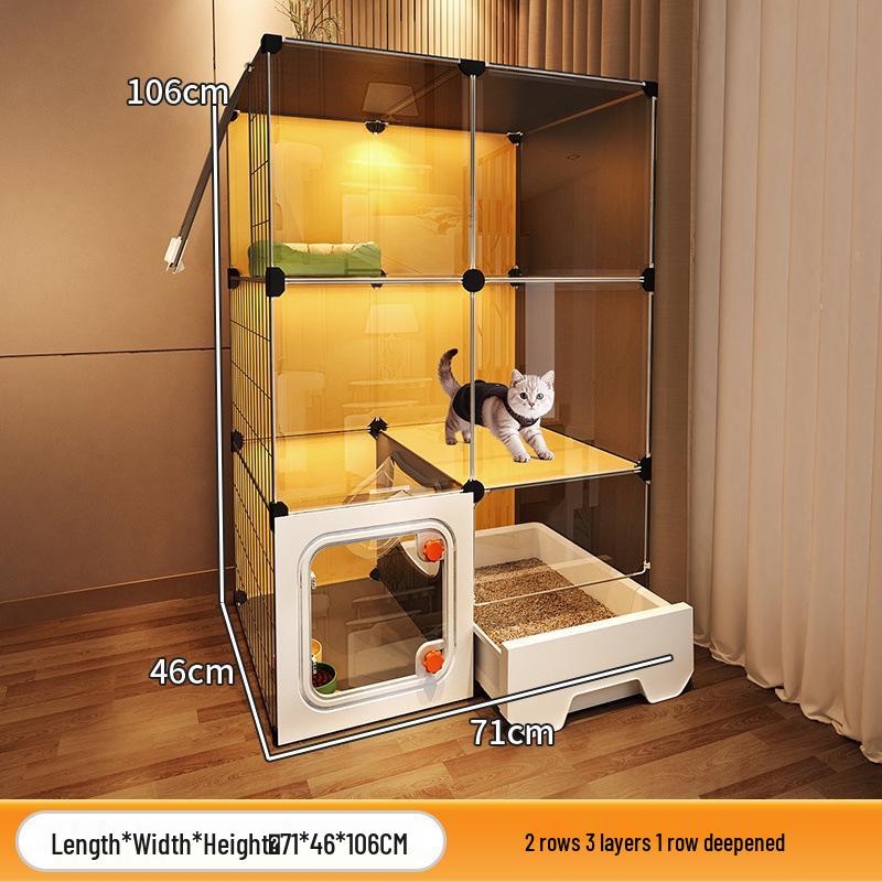 Compact Indoor Cat Villa: Integrated Bed, Toilet, and Play Area - Space-Saving Design for Apartment Living
