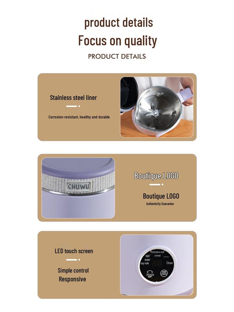 Fully Automatic No-Cook Soy Milk & Food Processor - Multi-Function Mini Machine