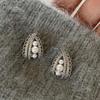 French Pearl & Zircon Earrings: Women's Light Luxury Lace Edged Studs, Hoops, and Clips.