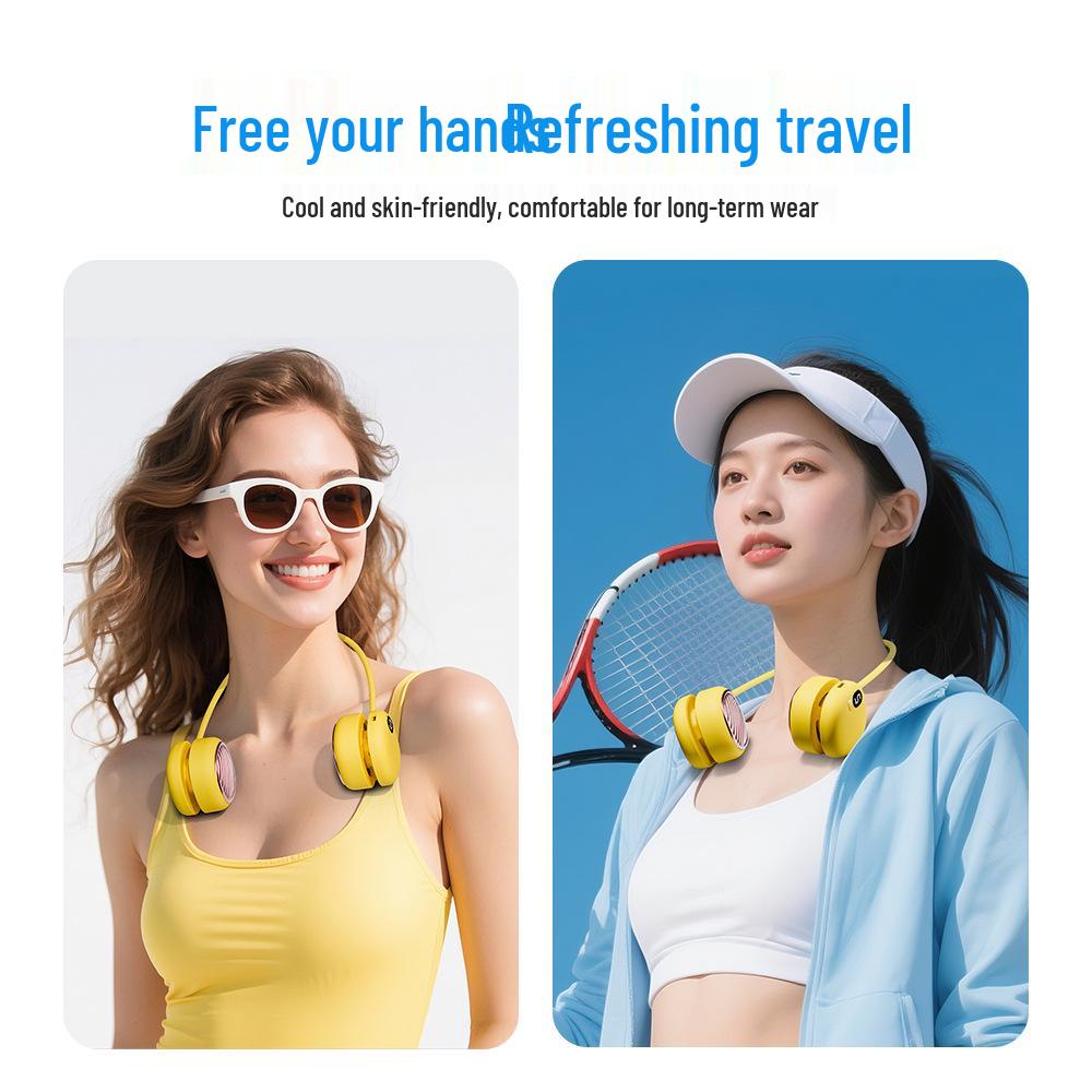 Rechargeable Portable Neck Fan: Silent, Leafless Mini Fan for Outdoor Activities