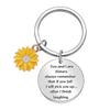 Sunflower Pendant Metal Stainless Steel Keychain For Parents Teachers Handmade Jewelry Gift Key Decoration