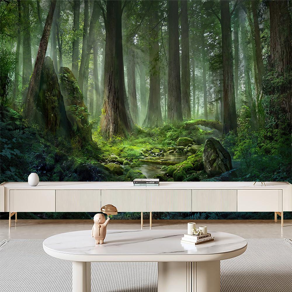 Forest Wallpaper Nature Landscape Green Forest Mural Bedroom Living Room Wall Mural Home Decor