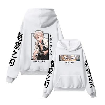Moletom com Capuz Anime Outono Inverno Estampa Shinazugawa Sanemi Capuzido Oversize Lã Roupas Casuais Soltas Harajuku Unissex