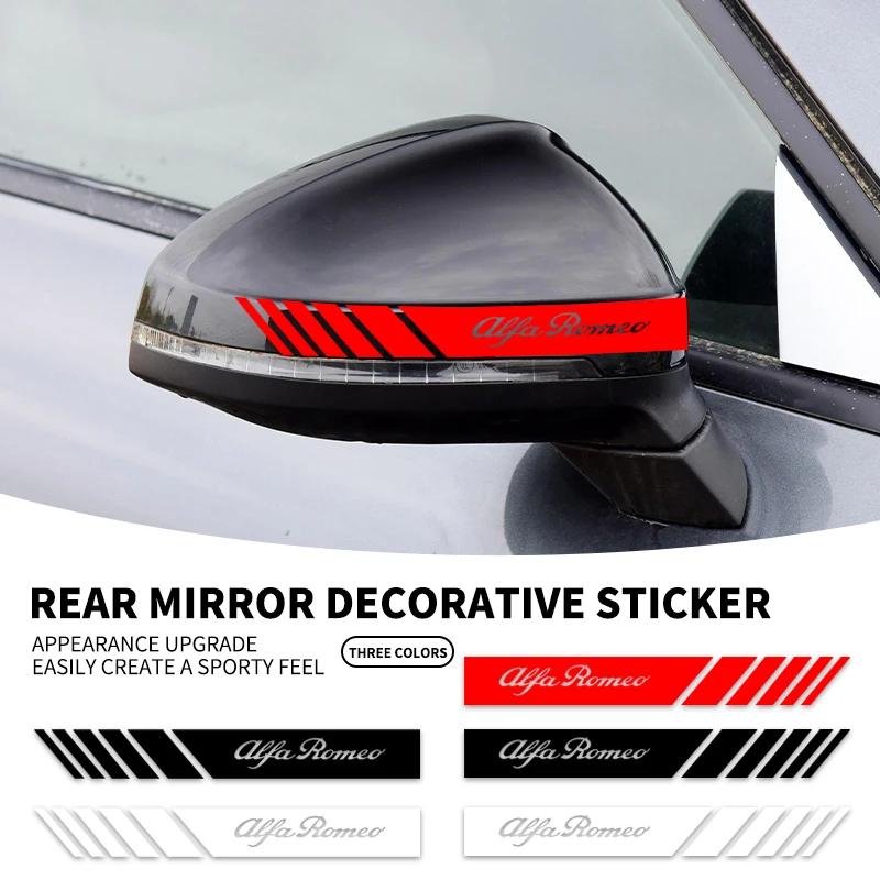 NPGYU1 2x Car Rearview Mirror Side Decal Stripe Sticker Vehicle Body Accessories for Alfa Romeo 4C 159 Spider Giulia Giulietta 156 147