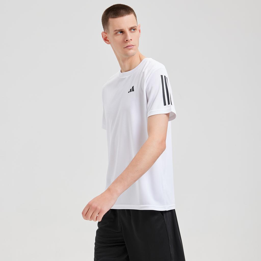Adidas Classic Three Stripes American Retro Sports Casual Breathable Quick-Dry Short Sleeve T-Shirt Men Tops White BXWTTS01-WB