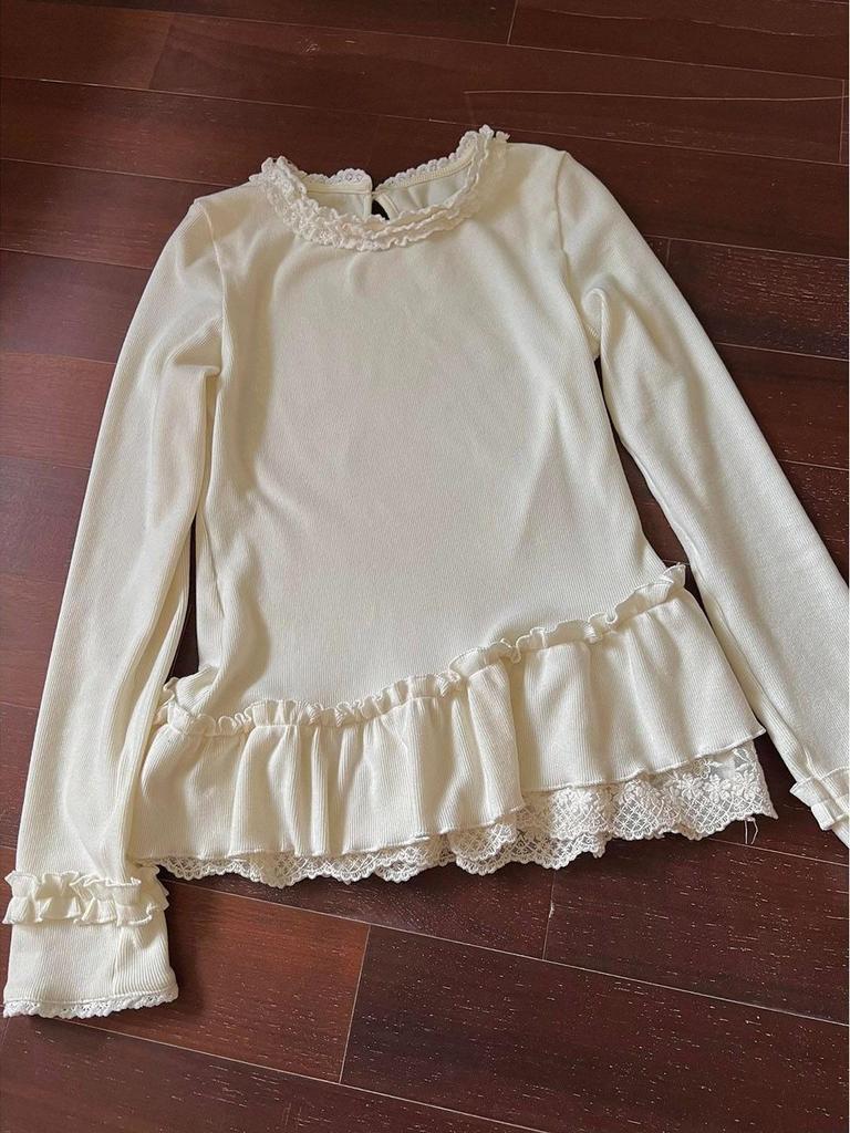 Lace Patchwork Ruffled Women's Slim Fit Long Sleeve Shirt - Autumn/Winter 2025