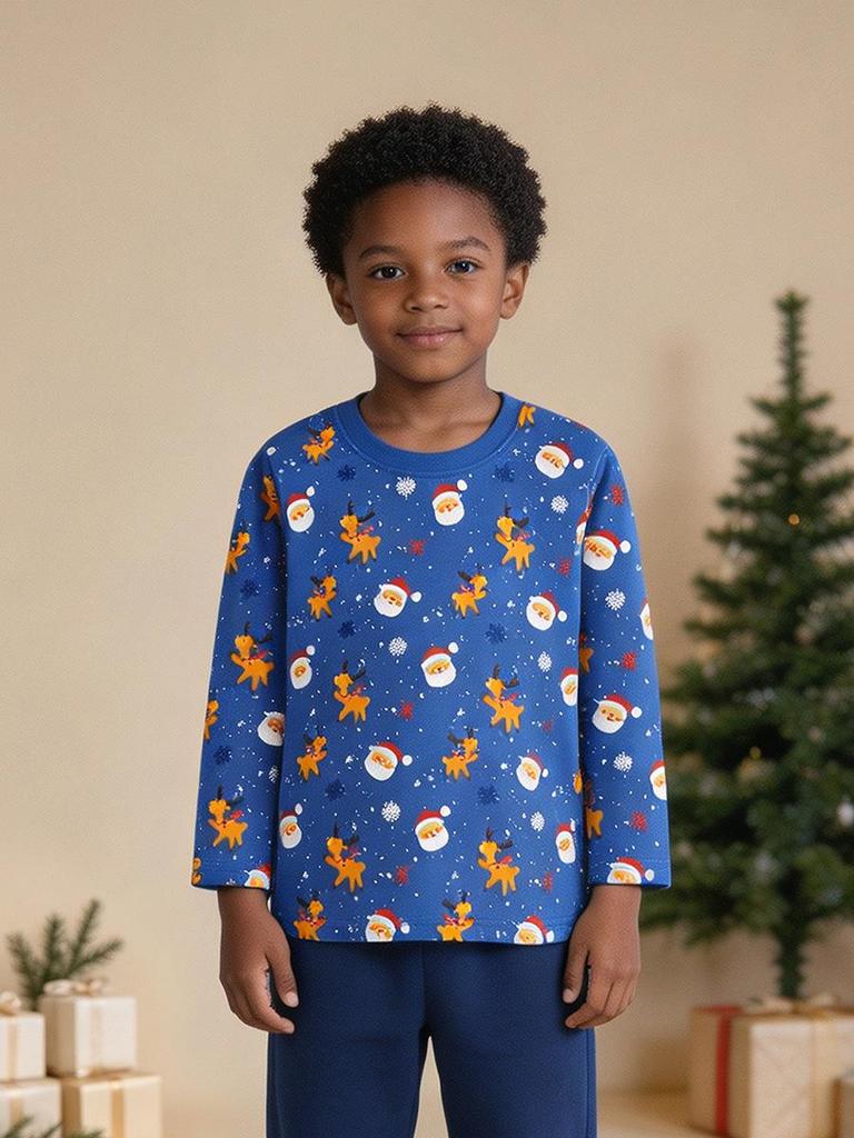 2026 Autumn Kids' Long Sleeve European/American Boys' Christmas Print Pullover T-shirt