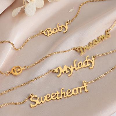 Fashion Letter Necklace Titanium Steel Personalized Letter Pendant Necklace Gold Color Charm Decoration Choker Jewelry Gift