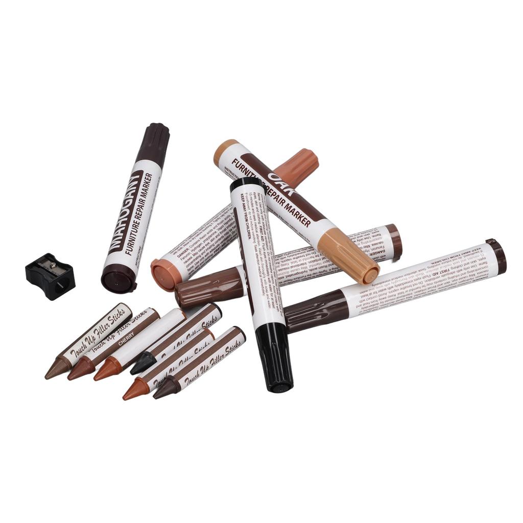 6 st Möbelmarkörer Vattentäta Snabbtorkande Skrubbtåliga Assorterade Färger Trämarkörer med Blyertspenna för Reparation
