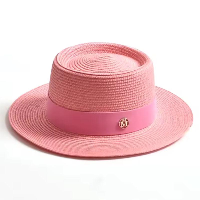 New Summer Straw Sun Hats for Women Ladies Fashion Flat Brim Ribbon Beach Hat Travel Dress Cap Chapeau Femme