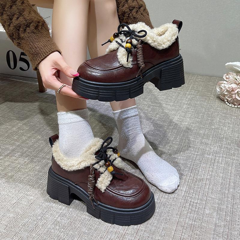 Super Soft Cowhide~ 7CM Platform Loafers Women's 2025 New Autumn Shoes Versatile Black Single Shoes Soft-soled Small Leather Shoes