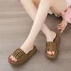 Sandales à enfiler CRLAYDK tendance pour femmes, basiques, à plateforme, à bout ouvert, pantoufles de plage pour tenue décontractée ou habillée, pliables, chaussures d'intérieur et d'extérieur