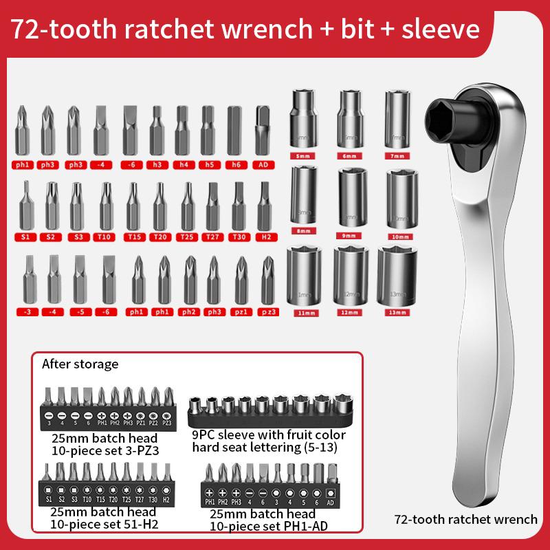 Mini Ratchet 72 Teeth Small Flying Wrench Socket Multi-function Dual-purpose Ratchet Screwdriver Set
