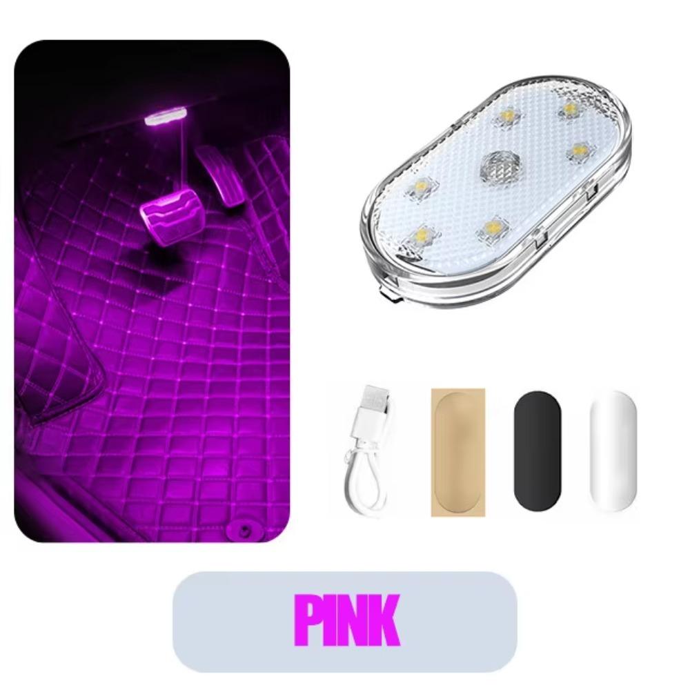 

New USB Rechargeable Atmosphere Lamp Magnet LED Interior Ambient Light RGB Cabinet Light Car рожевий