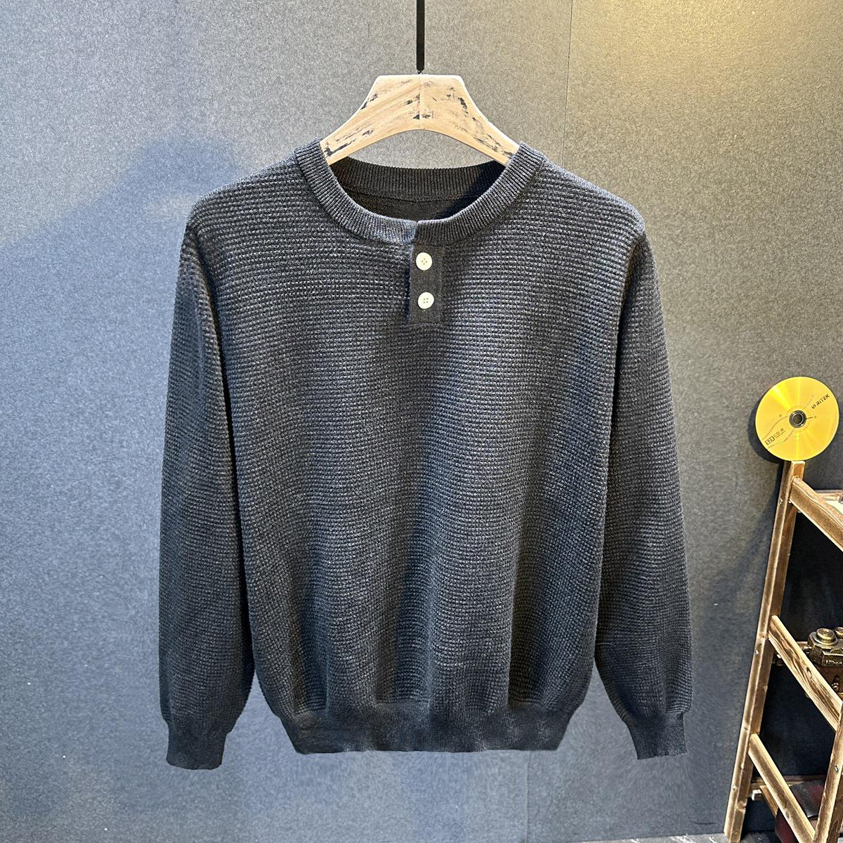 

Men s Retro Anti-Pilling Henley Collar Woolen Sweater - Casual Winter Knitwear Base Layer XL